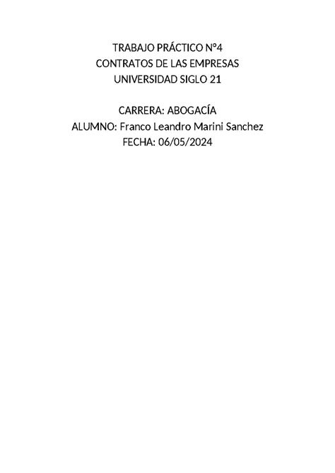 TP4 Contratos de las empresas 100 TRABAJO PRÁCTICO N CONTRATOS DE