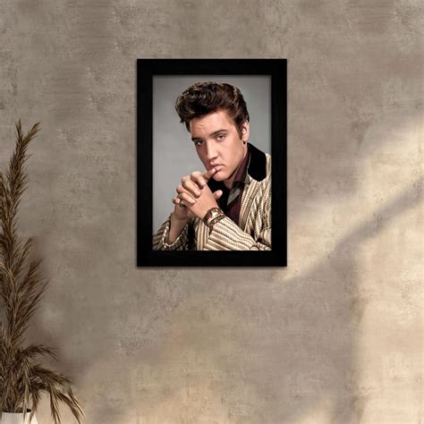 Quadro Decorativo Elvis PresleyFundo Cinza Black Vintage