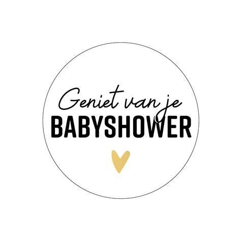 Wensetiket Folietiket Rond Mm Geniet Van Je Babyshower Wit Zwart