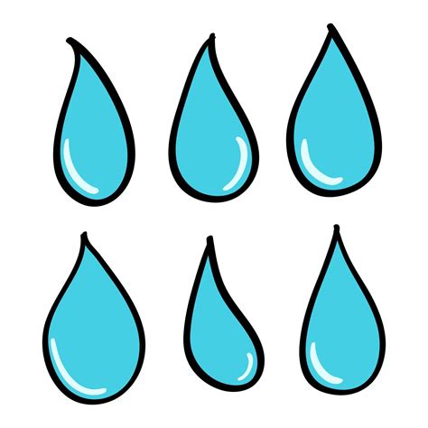 Set Of Hand Drawn Water Drop Illustration In Doodle Style