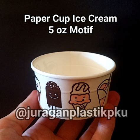 Jual Paper Cup Ice Cream 5 Oz Motif Isi 50pcs Gelas Kertas Es Krim