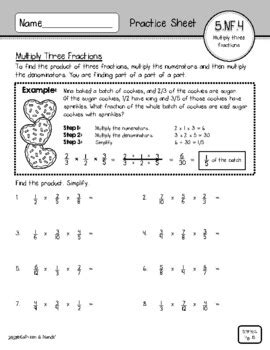 5 NF 4 5 NF 6 Practice Sheets Multiply Fractions By Kathleen And Mande