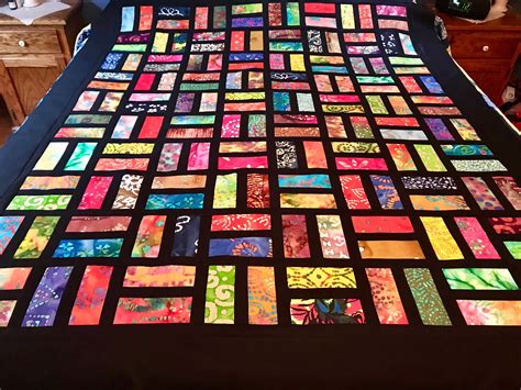 Batik Quilt Top With Bold Multi Color Batiks Ready To Quilt Etsy