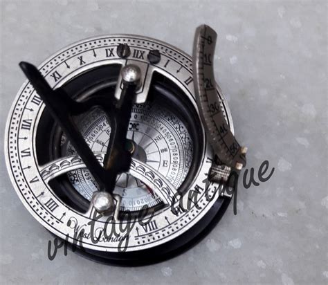 Solid Brass Sundial Compass Vintage Maritime West London Marine Working Compass Compasses