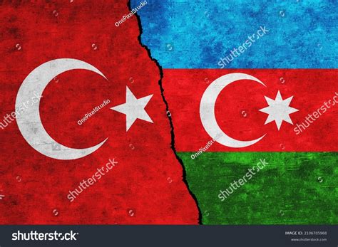 Turkey Azerbaijan Painted Flags On Wall Stock Illustration