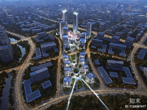 夜景建筑景观鸟瞰效果图psd免抠贴图下载【id1124367417】【知末网贴图库】