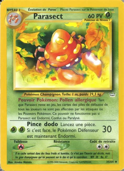 Parasect 35 64 Neo Revelation Carte Pokemon Poke Cartes