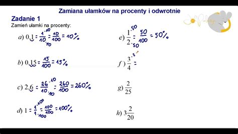 Zamiana ułamków na procenty i odwrotnie YouTube