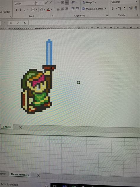 Link Pixel Art In Excel Got Bored During Class Haha Rzelda