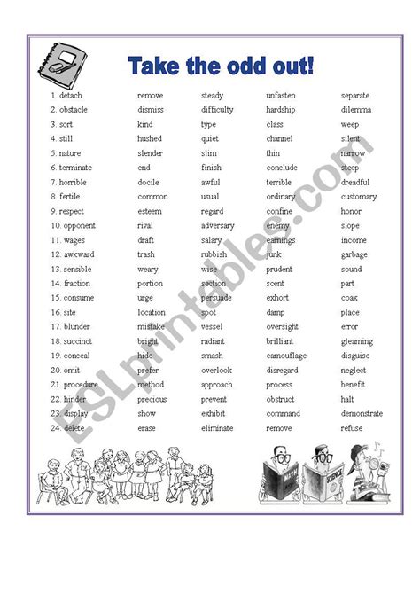 Take The Odd Out Esl Worksheet By Syafrico