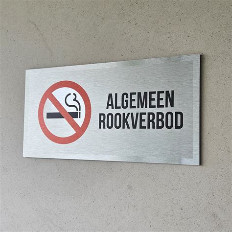 Pictogram Bord Geborsteld Aluminium Algemeen Rookverbod Luxe