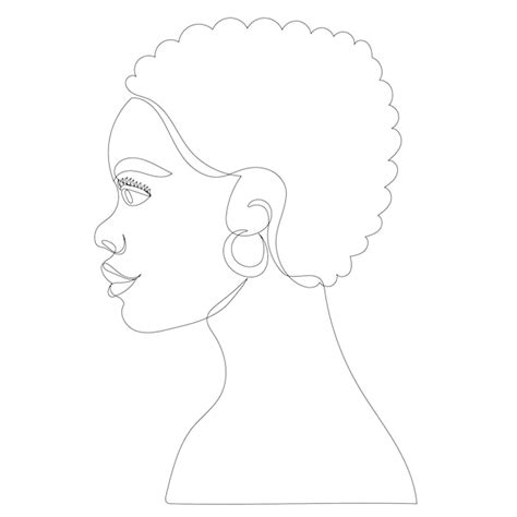 Croquis De Fille Africaine Dessinant Par Un Vecteur De Ligne Continue