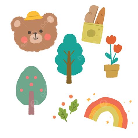 Cute Korean Bear In Forest Stickers Free Printable Korean Bear