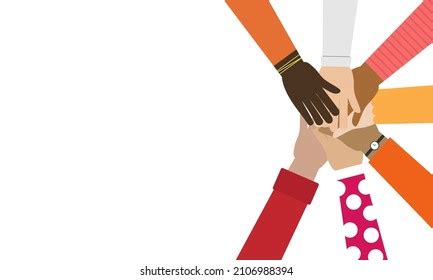 Group Hands On Top Each Other Stock Vector Royalty Free