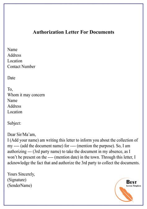 Authorization Letter Sample Word