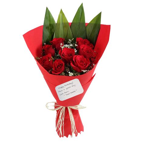 The FloralMart® Birthday Special Fresh Flower Bouquet of 10 Red Roses ...