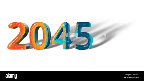 3d Number Year 2045 Joyful Hopeful Colors And White Background Stock