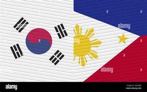 Philippines And South Korea Two Half Flags Together Fabric Texture