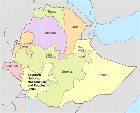 Map of Ethiopia Regions and Cities