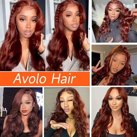 Reddish Brown Lace Front Wigs Human Hair Pre Plucked 13x4 Auburn