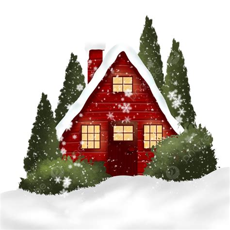 The Red Wooden House In Winter Season Illustration House Red Snow