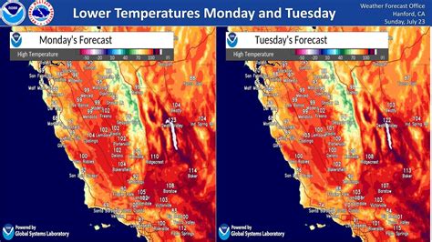 NWS Hanford On Twitter Maximum Temperatures Throughout Central