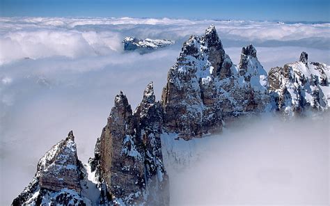 HD Wallpaper Mountain Peaks Above Clouds Snow Capped Mountain Nature