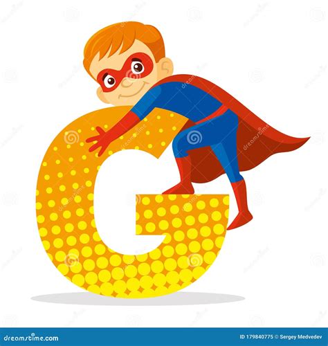 Abc Letter N Superhero Boy Cartoon Character Vector Illustration