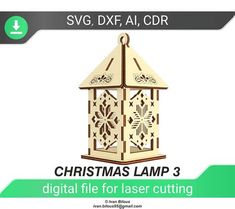 Lantern Svg Cut File Christmas Laser Cut Ornament Etsy