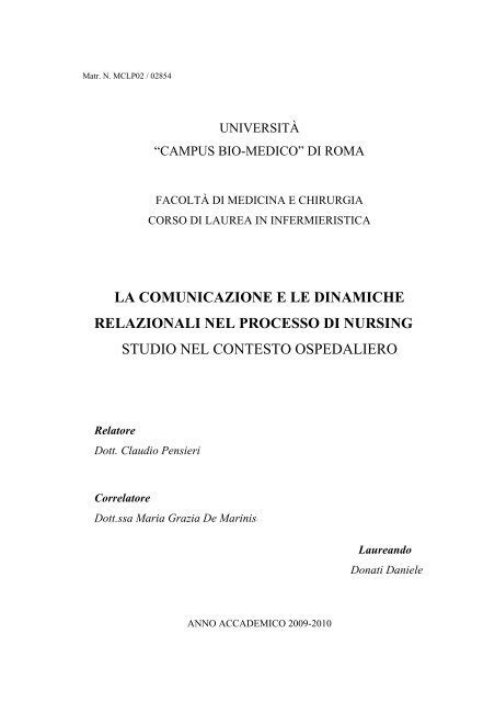 Tesi Comunicazione Infermieristica Claudio Pensieri