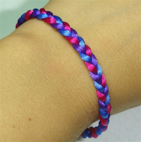 Custom Silk Cord Braided Bracelet Bisexual Bi Pride Jewelry