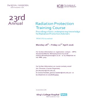 Fillable Online Radiation Protection Training Course Icracuk Fax