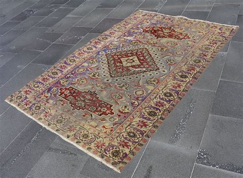 Vintage Rug, Turkish Rug, Handmade Rug, Rustic Decor 4.2 X 6.3 Ft ...