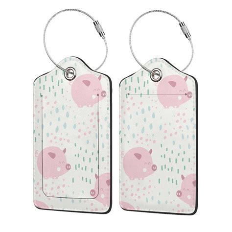 Disketp 4 Pcs Luggage Tag For Suitcase Cute Pigs Leather Baggage Tag