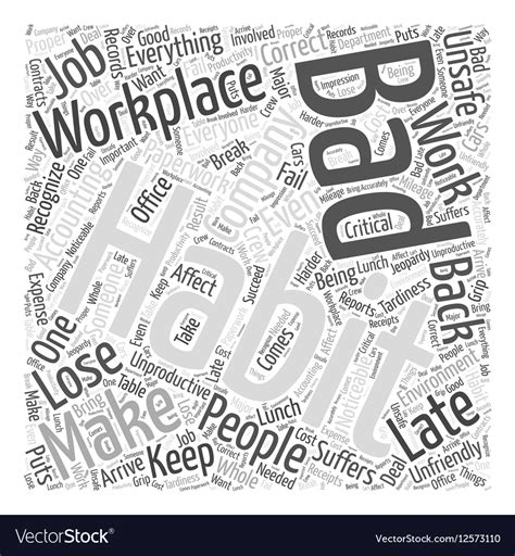 Bad Habits In The Workplace Word Cloud Concept Vector Image