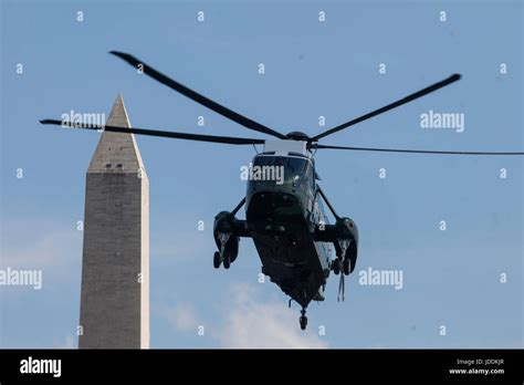 Marine One arrives helicopter at The White House carrying the US President on June 18, 2017 in ...