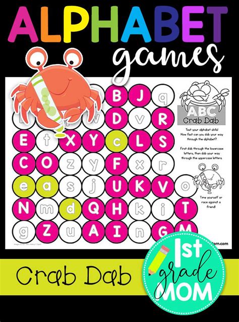 an alphabet game with crab and letters