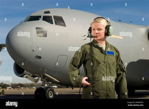 A U S Air Force Loadmaster Conducts A Preflight Checklist During