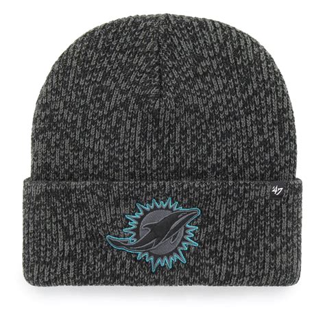 Mens Miami Dolphins 47 Heathered Charcoal Brain Freeze Tonal Cuffed Knit Hat