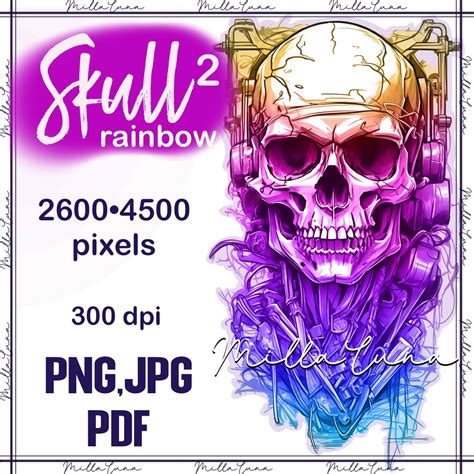 Rainbow Skull Png Skull Png  Skull Png Sublimation Sk Inspire