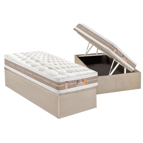 Cama Box Baú Solteiro Colchão Molas Ensacadas Castor Pocket Silver