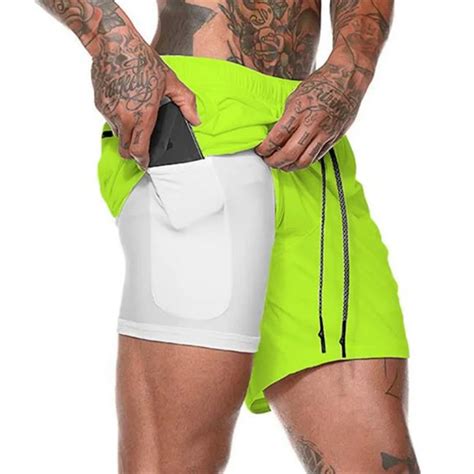 Joggers shorts homens 2 em 1 esporte shorts fitness musculação treino