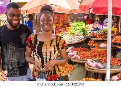 Boy Girl Shopping Local African Market Stock Photo 1181321974