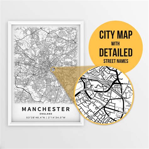 Printable Map of Manchester England United Kingdom With - Etsy