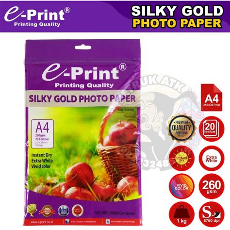 Kertas Silky Gold Photo Paper E Print EP A4 260gr Kertas Foto Alat