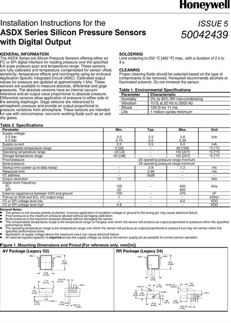 Asdx Series Do Install Instr Datasheet By Honeywell Sensing And