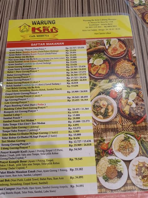 Selalu Diperbarui Menu Warung Bu Kris Meruya