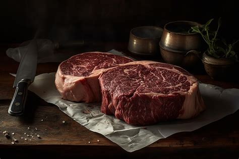 Premium Photo Raw Ribeye Steak On A Wooden Cutting Board Toned