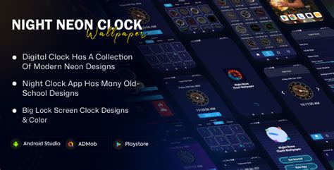 Night Neon Clock Wallpaper - Neon Clock Widget - Live - code.market