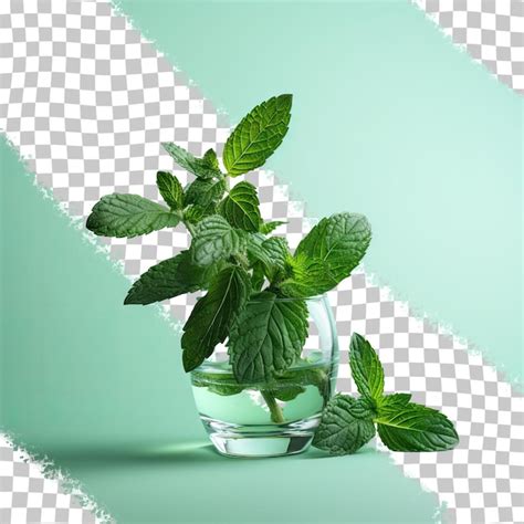 Premium PSD Mint In The Vase Transparent Background